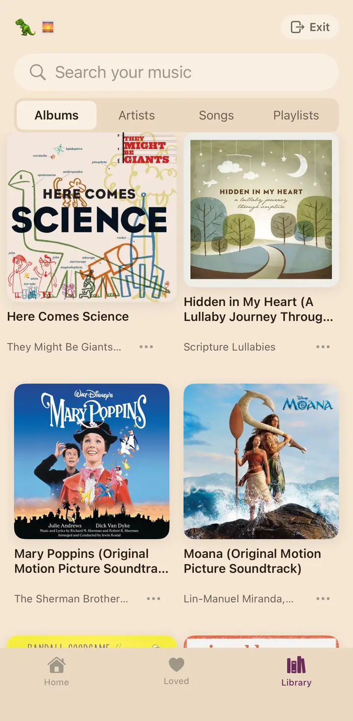 The kid's own library in Songkrate: real albums their parents approved, nothing else